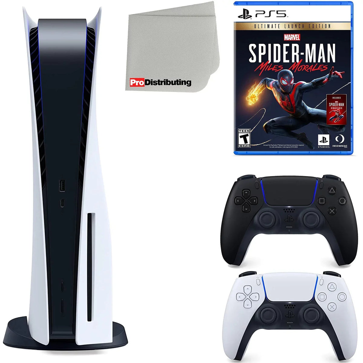 Ultimate Disc Microfiber Playstation Marvel's Cleaning PS5 ( Cloth Bundle and Black with Launch 5 Version Miles Midnight Controller, Edition Spider-Man: Disc) Extra Morales