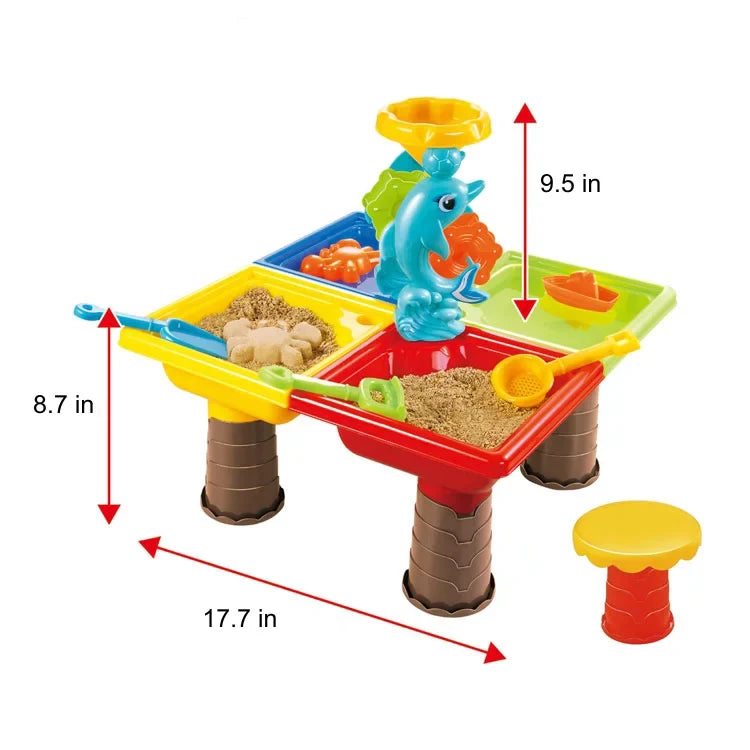 Toys Dolphin Table 25 with Beach Sand Water Toys Activity Pcs Set Mundo