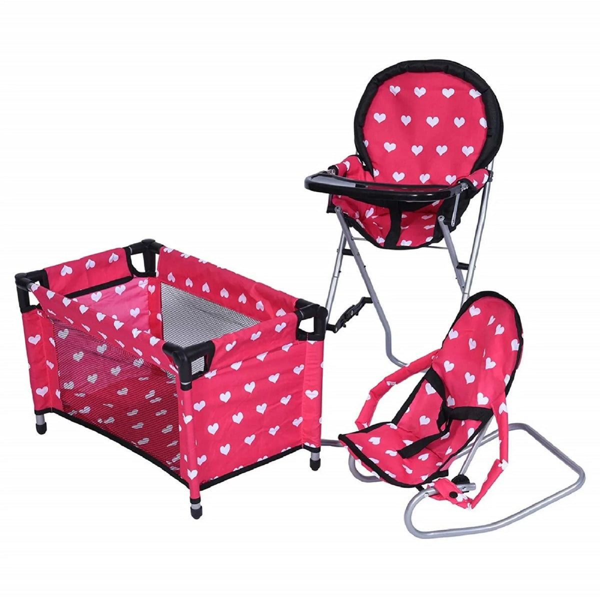 and Doll Play Doll Collection Accessories, New The Pack N York Pieces Bouncer High Chair, 3