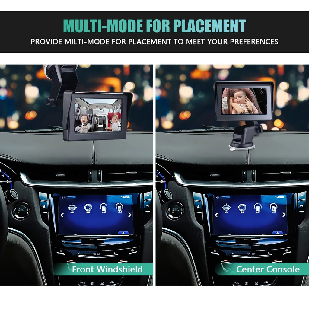 Car Inch Safety Mirror Clear Car View Cameras Monitored Wide Cable 5M Car with Crystal 1080P Length 4.3 Seat Adjustable Mirror Angle Mirrors Long
