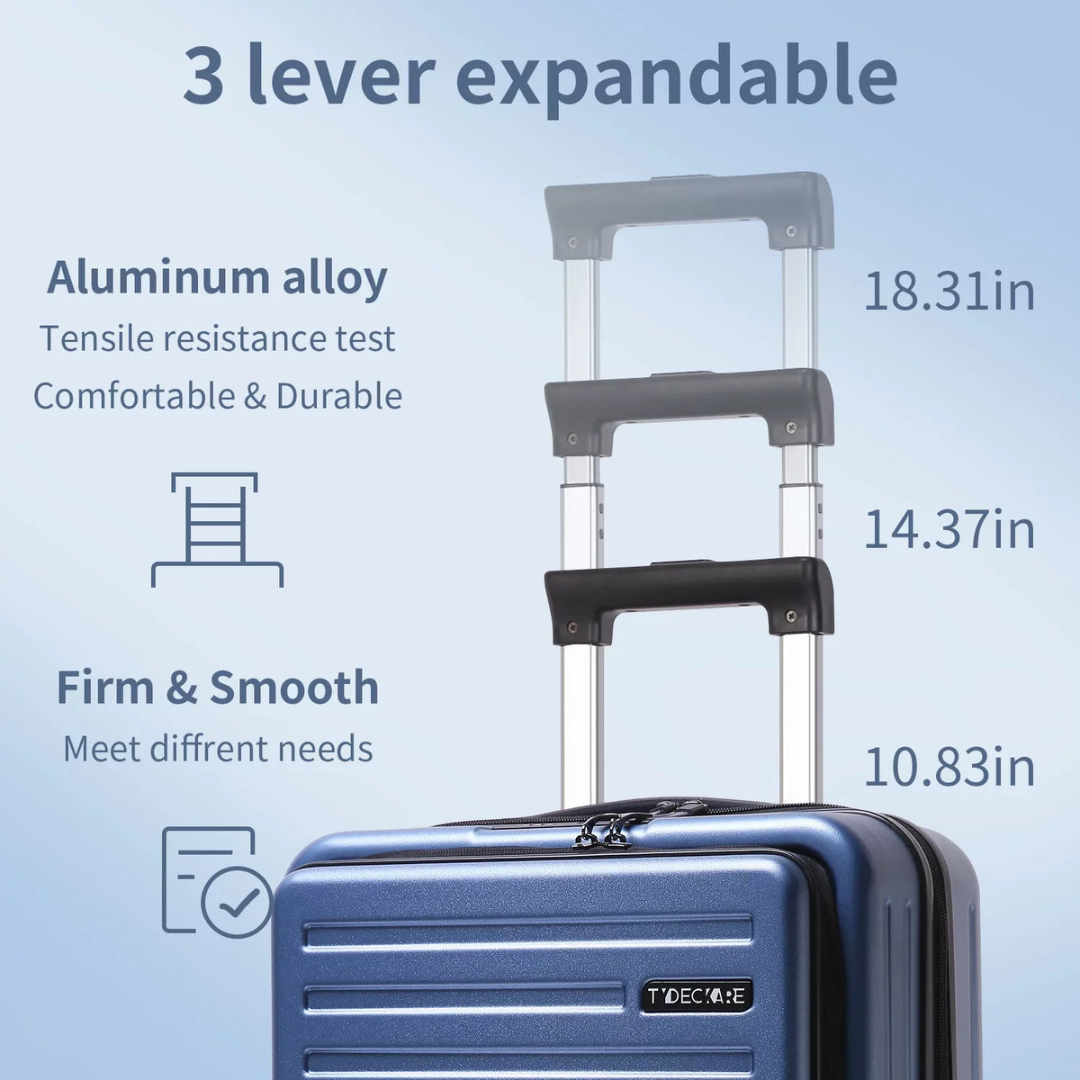 20 Inch Only ABS+PC Expandle, Laptop 20/24 Front with Set, Wheels, 37~41L Lock Pocket & Spinner Luggage 65L, Blue Inch & Hardshell TSA 2 + 20 Suitcase 24 Piece with Ice Lightweight
