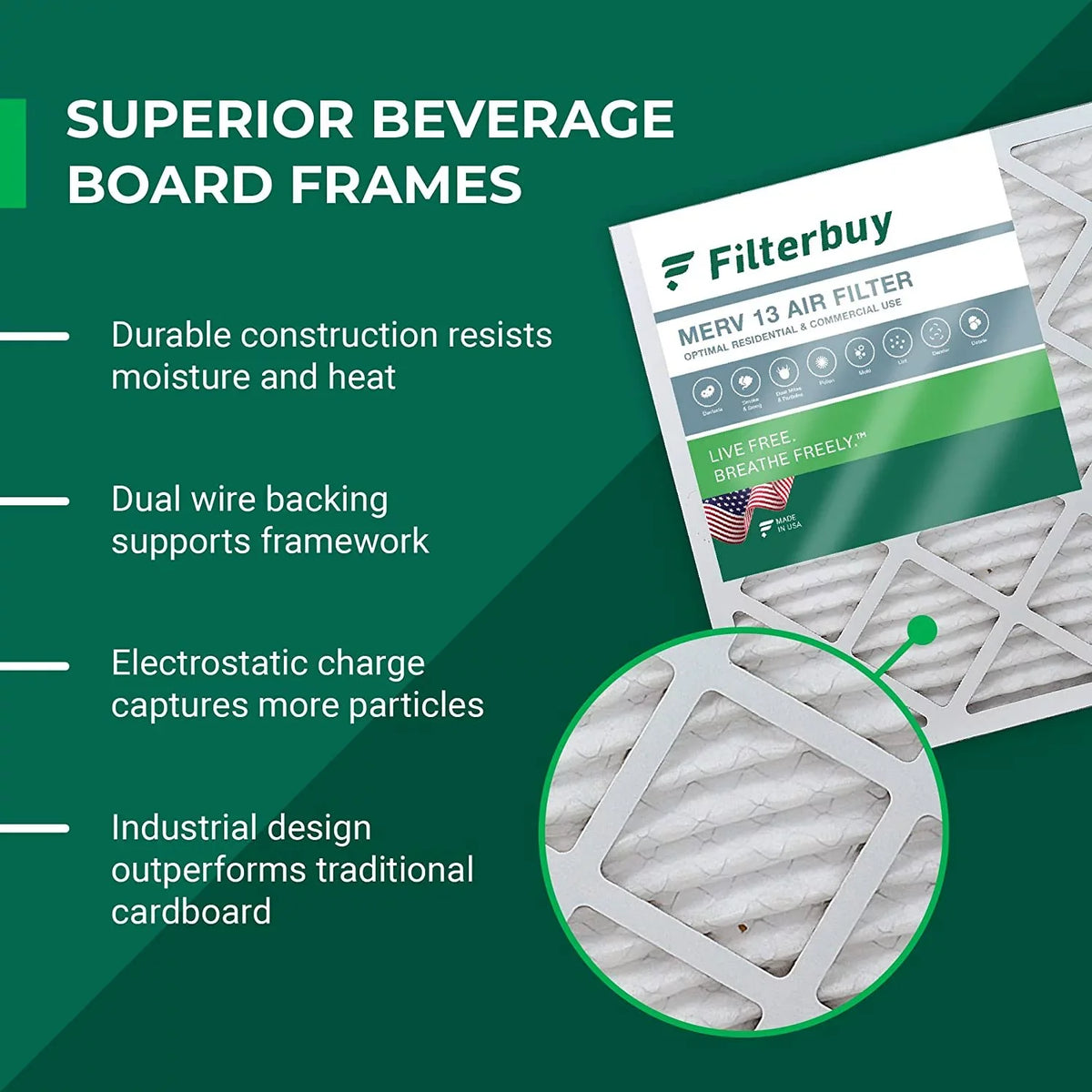 Pleated (1-Pack) AC MERV Filterbuy Filters Air Furnace 13 HVAC 24x25x1