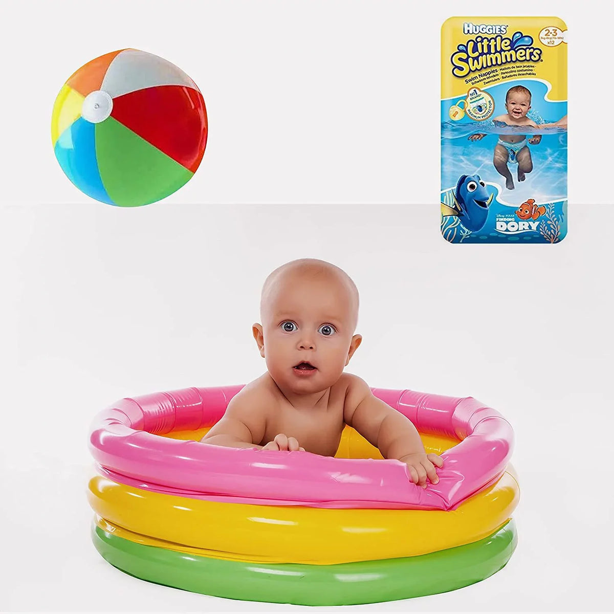 Little Disposable 12-Count - X-Small Bonus Diapers, Swimmers Swim 5 Pool Ball 7lb-18lb., Inflatable inch