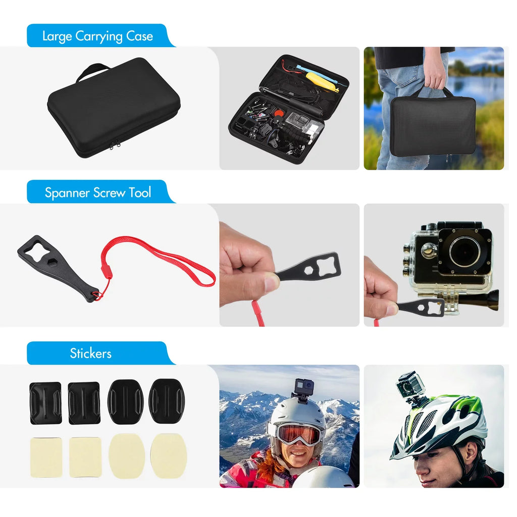 Sports Waterproop Set Mount with Silicone More Stick Action Selfie Replacement for Black Protective Case with Housing and Various Bracket 109 Anself Hero Accessories Kit GoPro Accessories