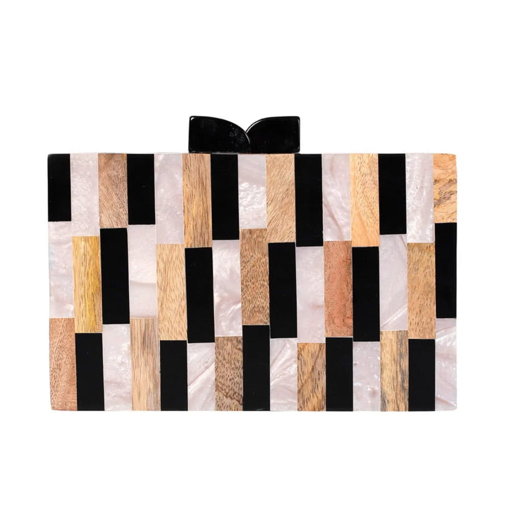 Wooden Different Inlay for Women Clutch Acrylic Bag India Craft