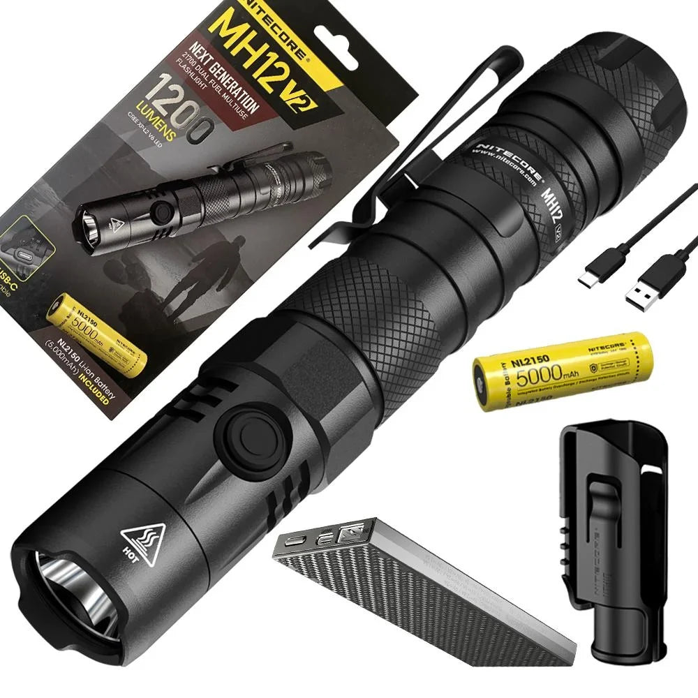 '-1200 Bank w/ NB10000 COMBO: Flashlight and Lumens 10,000mAh V2 Nitecore XP-L2 Nitecore LED MH12 21700 V6 Battery CREE Power