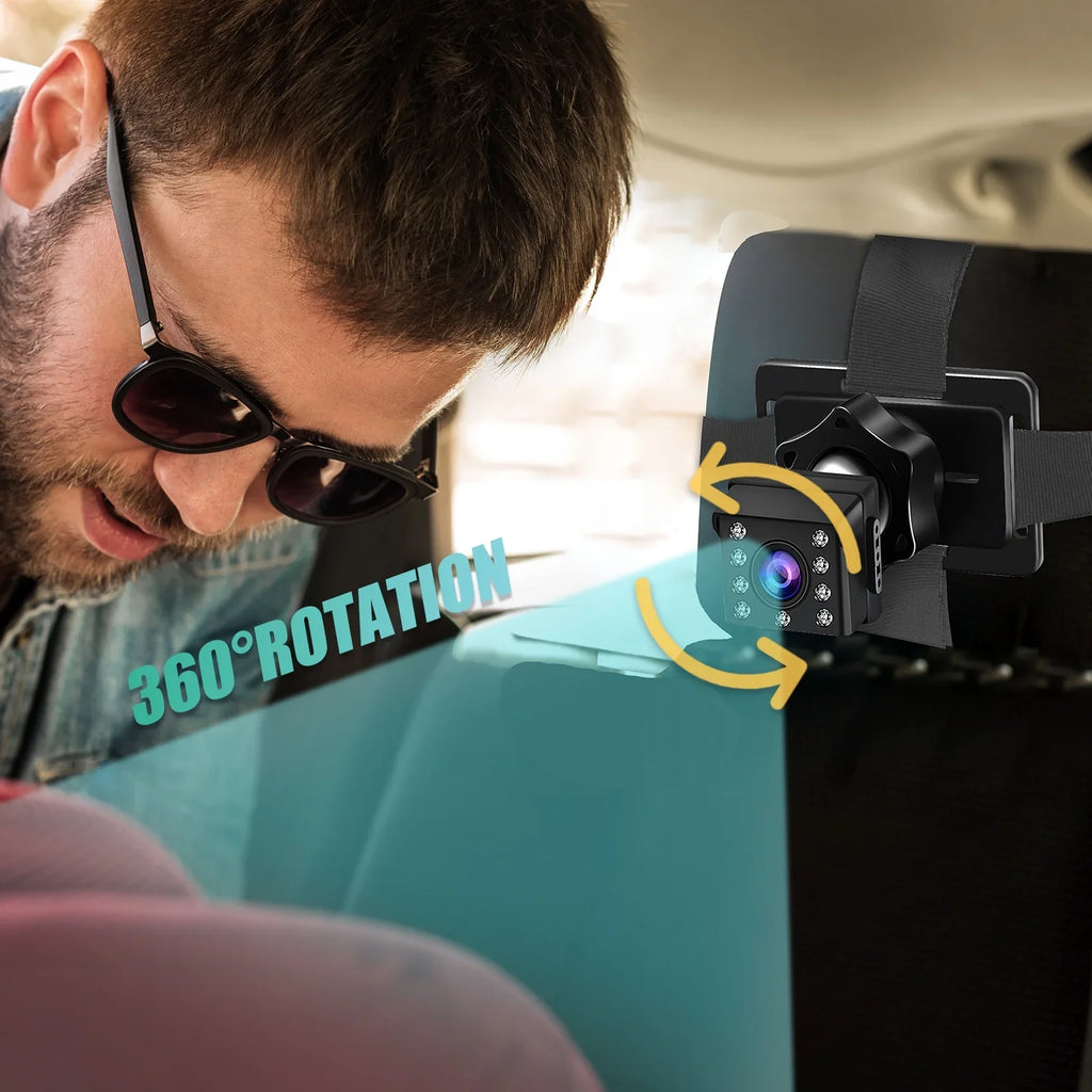 Car Inch Safety Mirror Clear Car View Cameras Monitored Wide Cable 5M Car with Crystal 1080P Length 4.3 Seat Adjustable Mirror Angle Mirrors Long