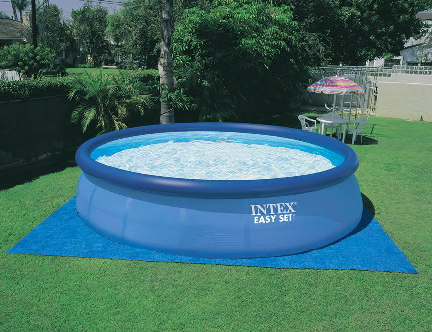 Inflatable & Ladder, Pool with Ground Intex Metal Above x Cover Pump Round Frame 18ft 48in