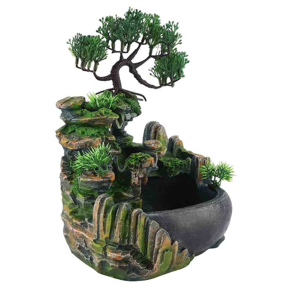 Zen 220V Waterfall Mini Plug Fountain Meditation Waterfall EU Desktop