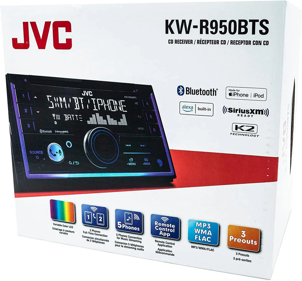 Ready) Stereo Receiver Bluetooth DIN Alexa Car with In-Dash and Double Built-in (SiriusXM CD KW-R950BTS JVC