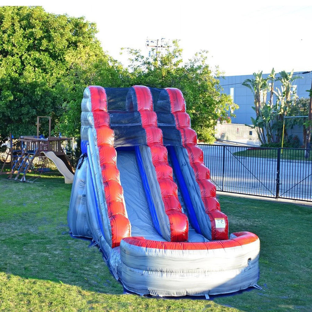 | Adults Blower, Bag Inflatable 28-Foot x and Includes | Stakes Wide x | 15-Foot Pool for Titanium Commercial Slide Splash Water Grade Long 13-Foot JumpOrange with Tall Storage and Kids