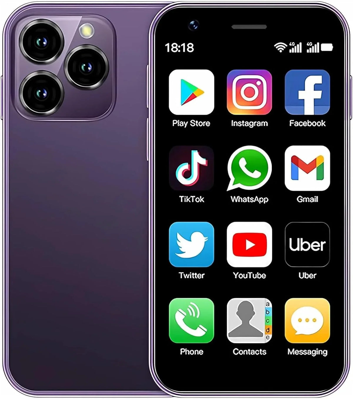 Unlocked 2GB globe Smallest Mini Dual Mini 10.0 Phone XS16 Phone Kids Broisae 16GB Mini Cell Ram Smartphone Android (Purple) Mobile for Phone 3inches ROM 4G Sim Phone