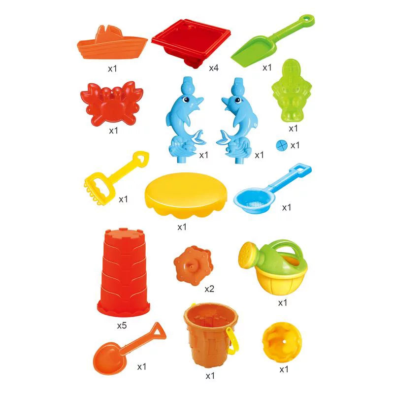 Toys Dolphin Table 25 with Beach Sand Water Toys Activity Pcs Set Mundo