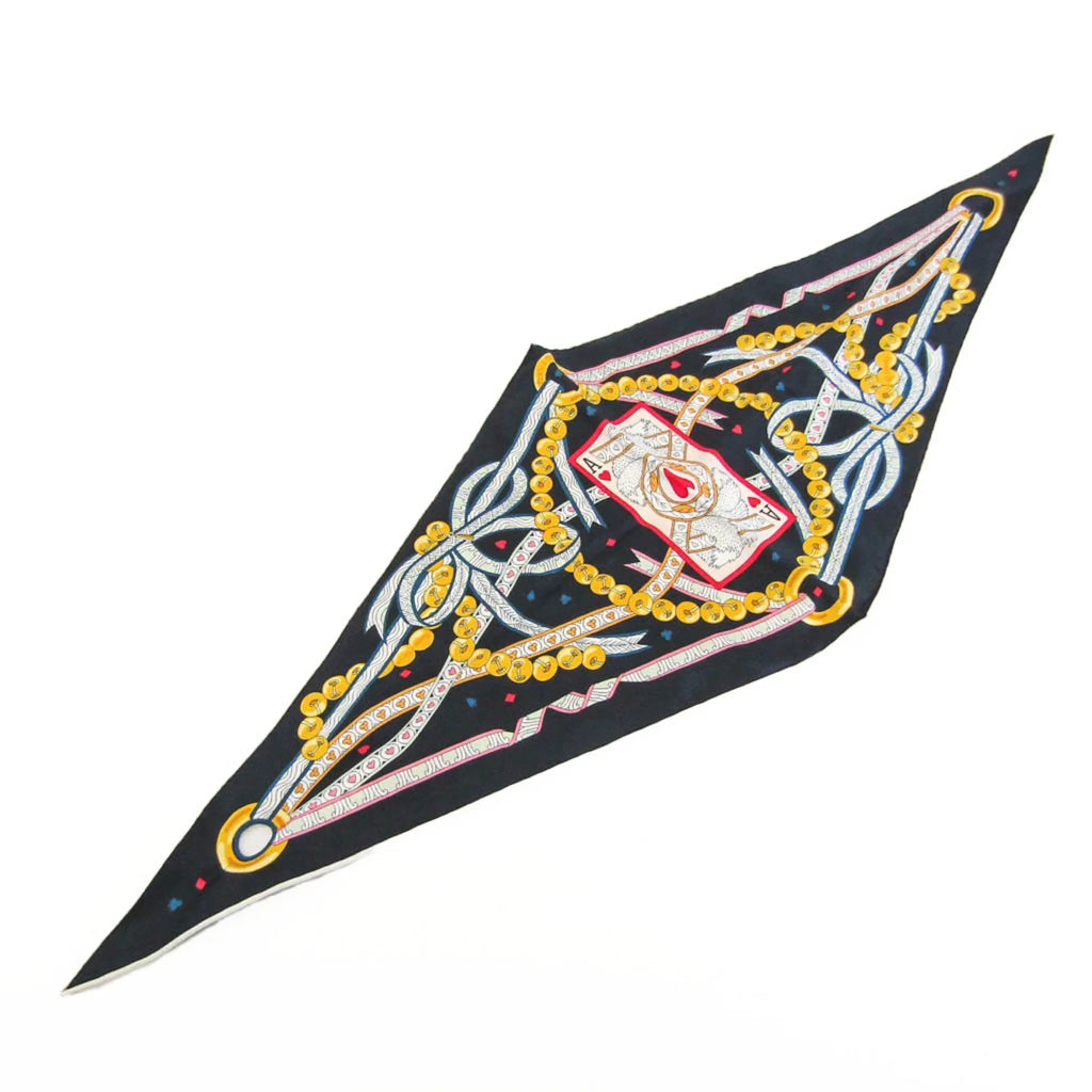 Scarf Women's Multi-color,Navy,White COEUR DE (Good) Silk Hermes LOSANGE DAME Pre-Owned