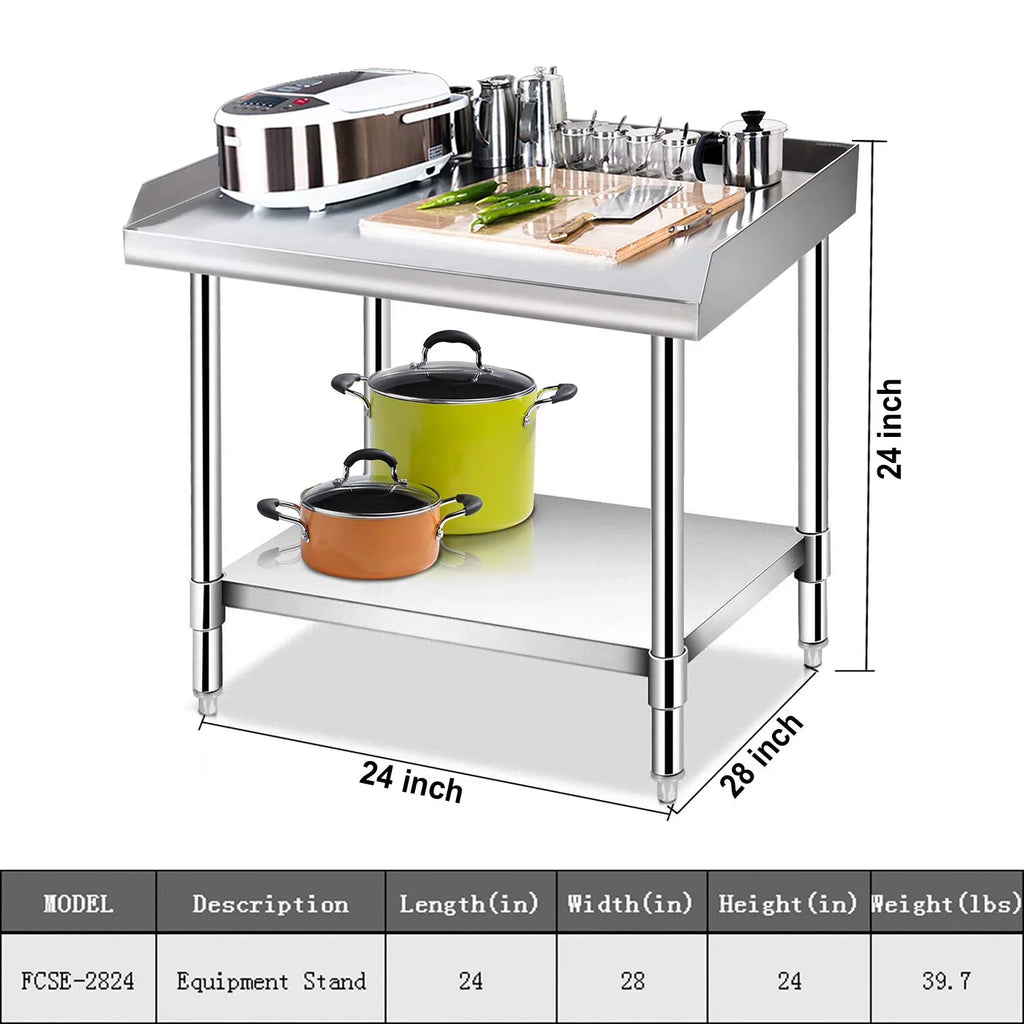 Workstation Steel Undershelf Kitchen & Kitchen - BBQ Equipment Inches Table Hotel-Heavy Stand with Home for 24x28 Stainless - Grill Restaurant Work Duty Table