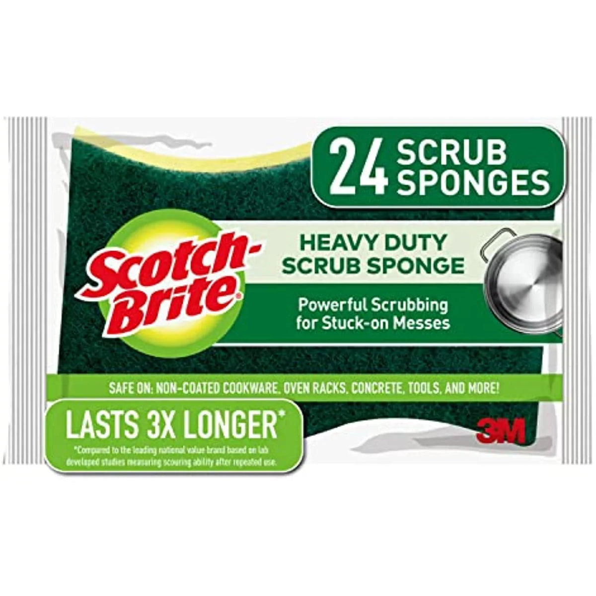 Sponges, Up Scrub Of Stands Duty Count, Scotch-Brite Grime, Stuck-On 24 Green, Pack Heavy 8 To