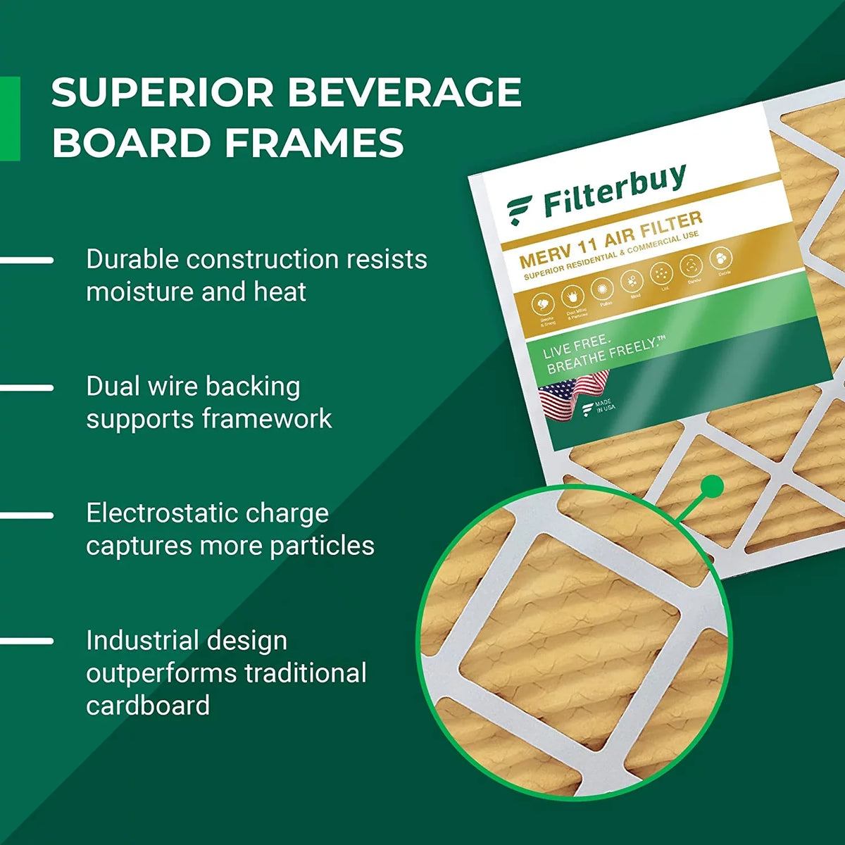Air Filterbuy 12x16x2 AC Pleated Furnace Filters (2-Pack) 11 MERV HVAC