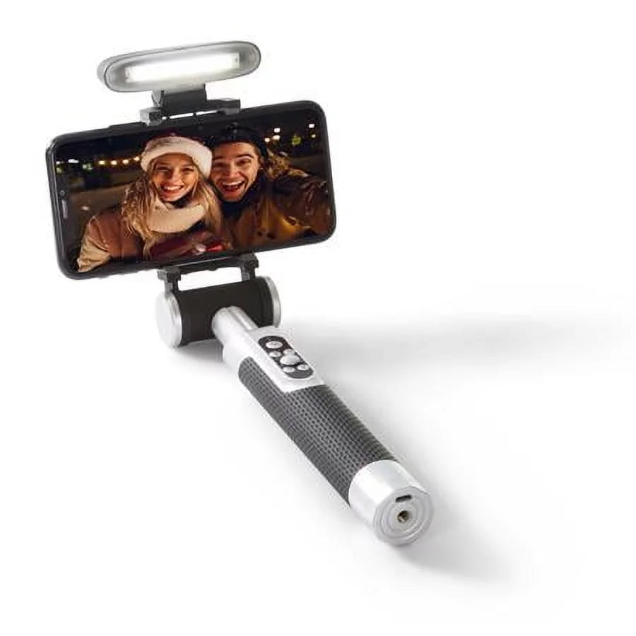 Stick Rechargeable Smart Selfie with Light Black Battery, Silver