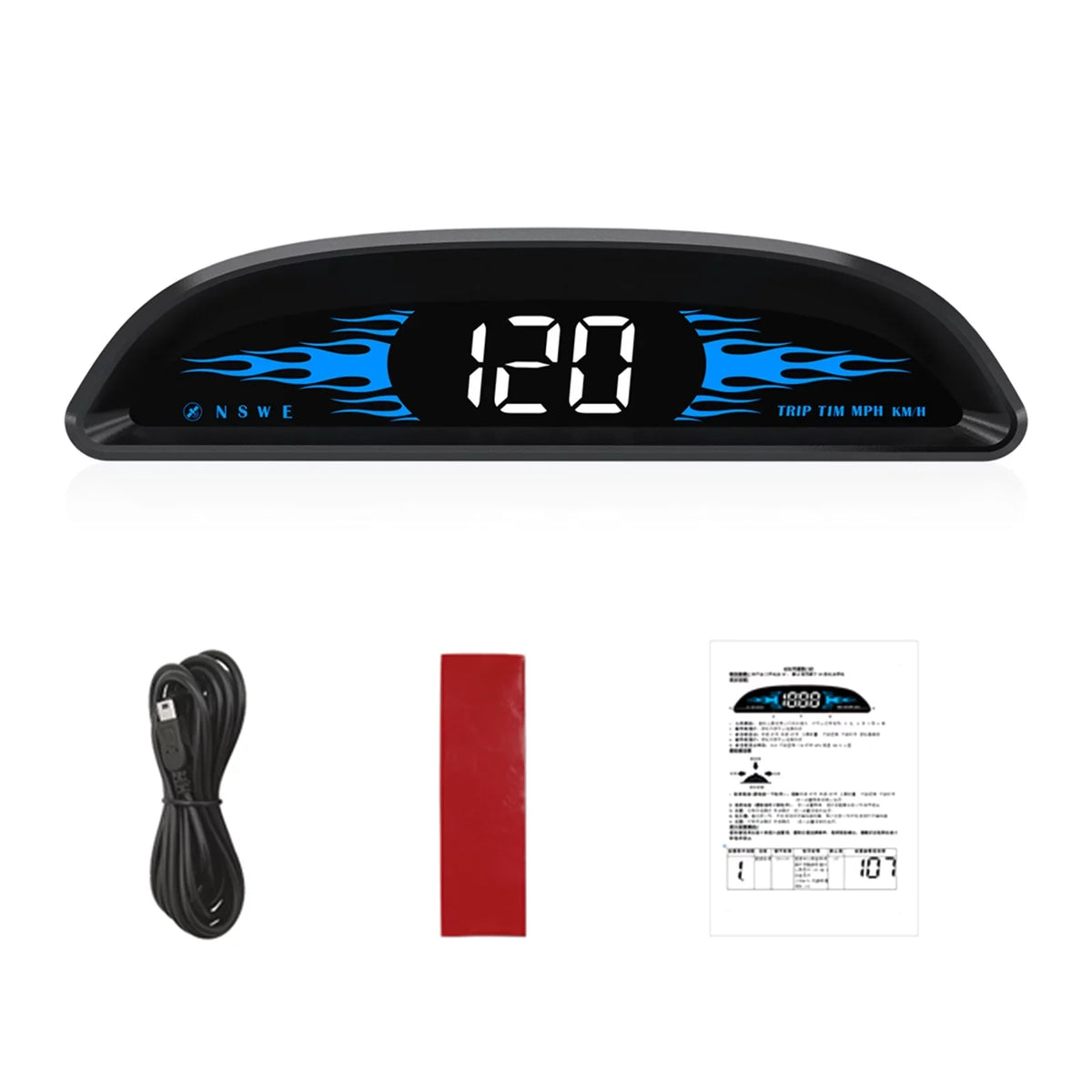 Screen Driving Car Vehicle Overspeed HUD SpeedTimeDirectionMileage Alarm Head-up Display Display Navigation Speedometer Dual Digital GoolRC System with Alarm Fatigue