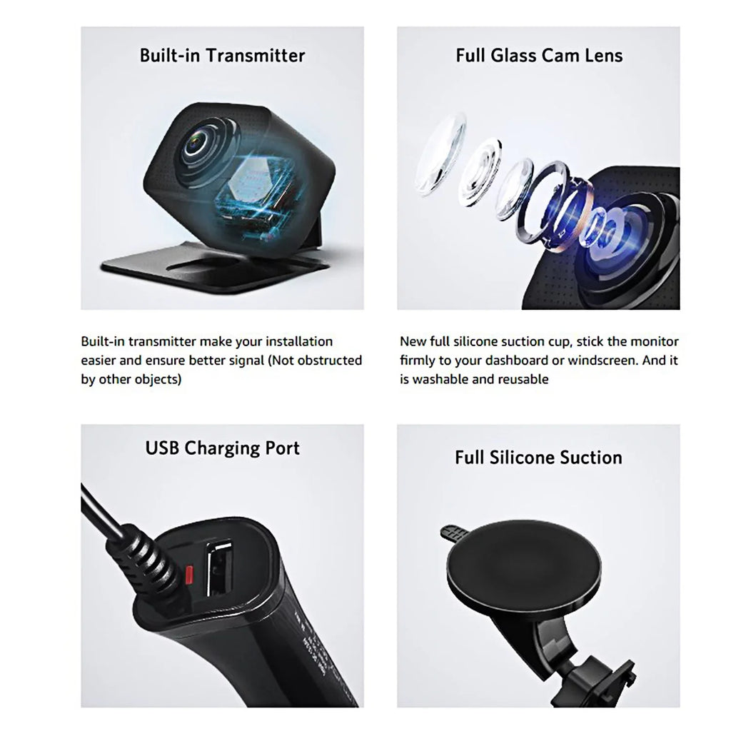 Cameras 5" Rear Universal with Vehicle for View Plate Cameras, Signal Monitor System 2 Car, Backup Support Wireless Camera License Camera Digital Backup
