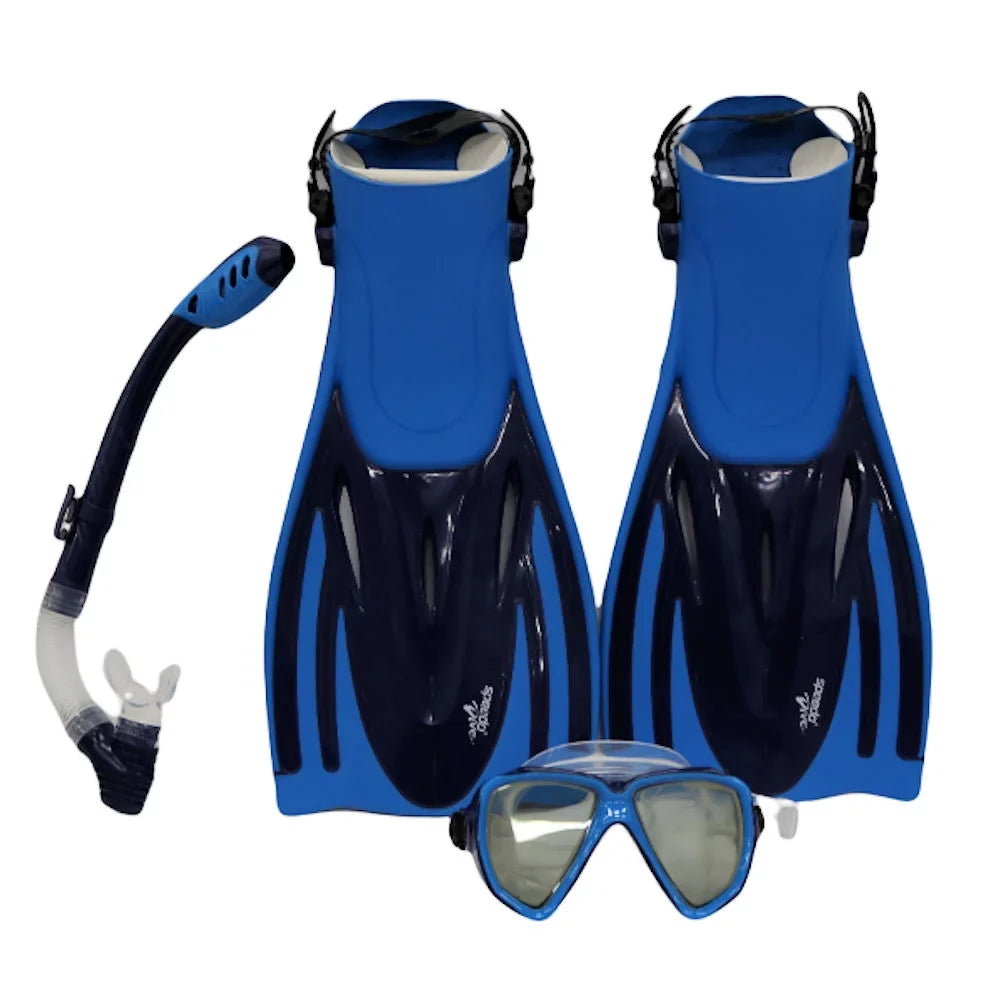 9-13 Adult Size + L/XL Fin Set Shoe Mask w/Carry Snorkel + Speedo Hydroscope Bag