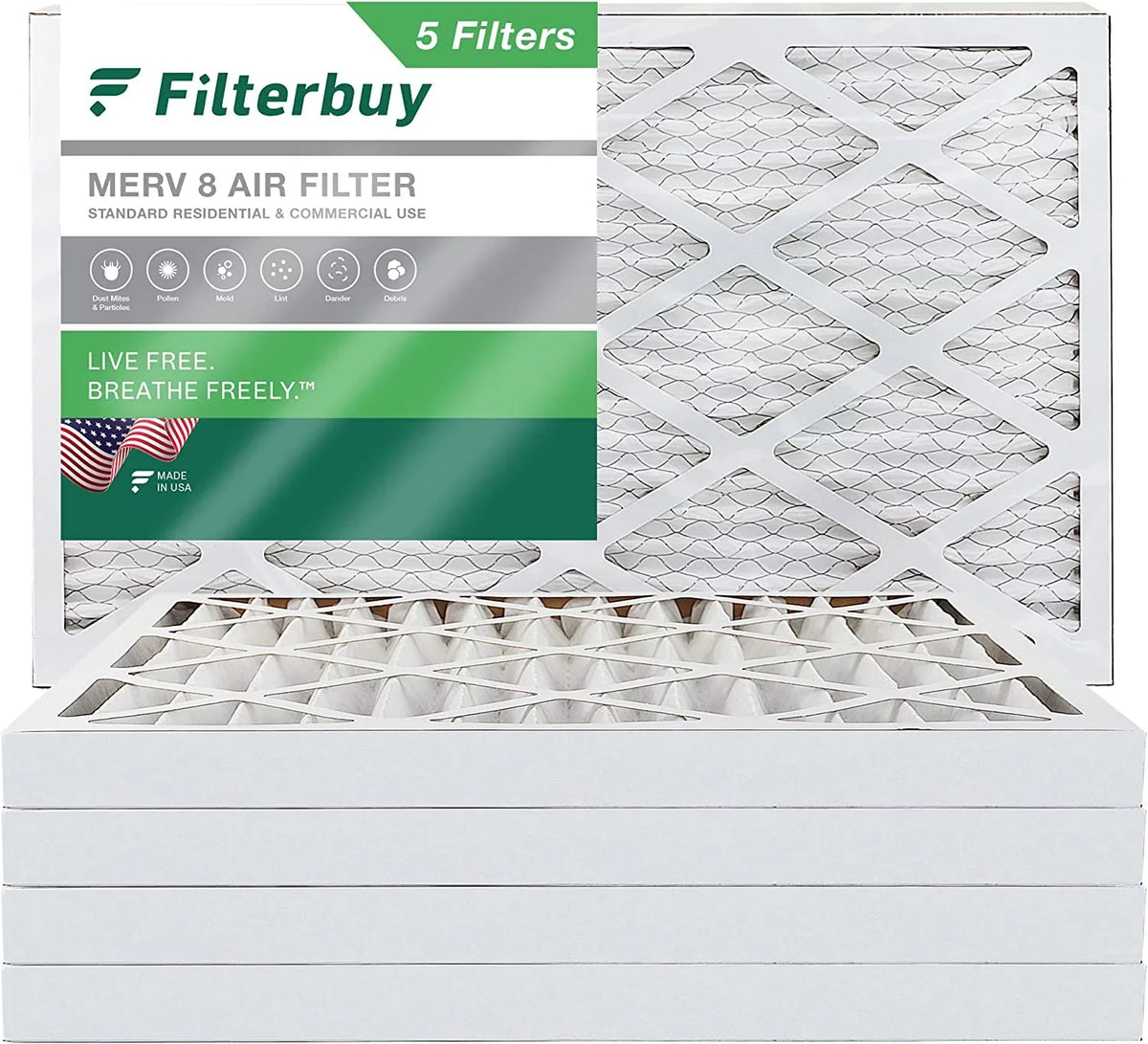 HVAC Filters Air Furnace AC Pleated MERV 12x25x2 8 (5-Pack) Filterbuy