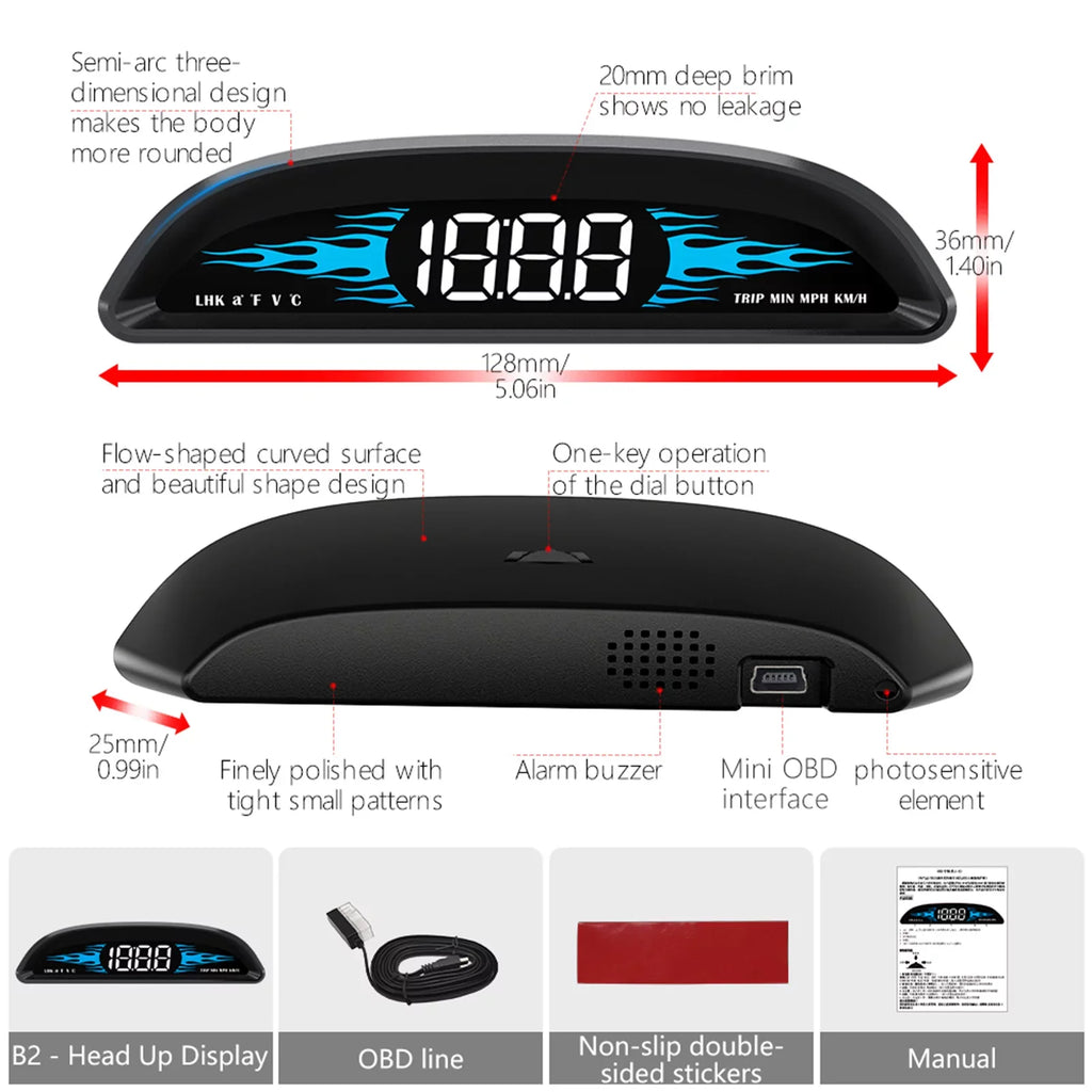 Car Head-up Display Multi-Functions Speedometer Car New Diagnostic Driving Speedometer Dcenta OBD B2