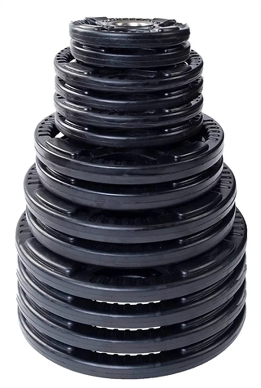 French ft Bar w/7 (New) Weight Set Grip Olympic 395 Rubber lbs Plate Fitness
