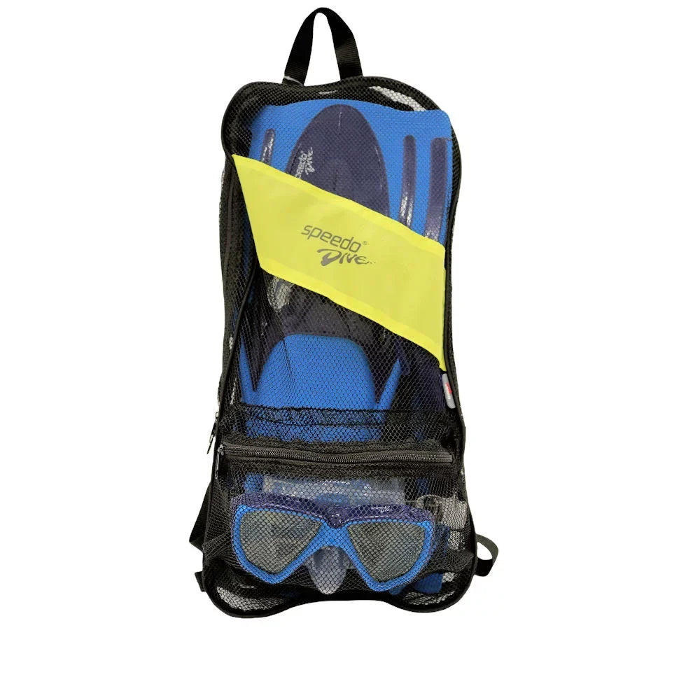 9-13 Adult Size + L/XL Fin Set Shoe Mask w/Carry Snorkel + Speedo Hydroscope Bag