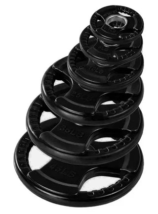 French ft Bar w/7 (New) Weight Set Grip Olympic 395 Rubber lbs Plate Fitness