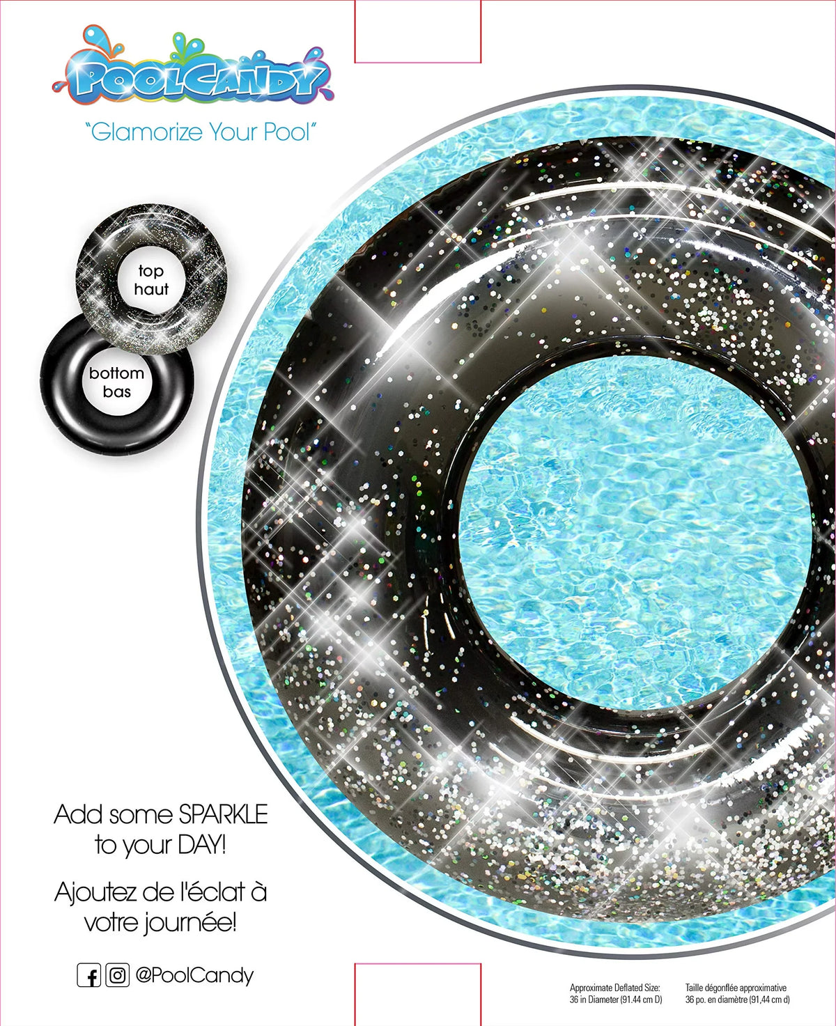 Black Glitter Glitter 48"- Pool Tube