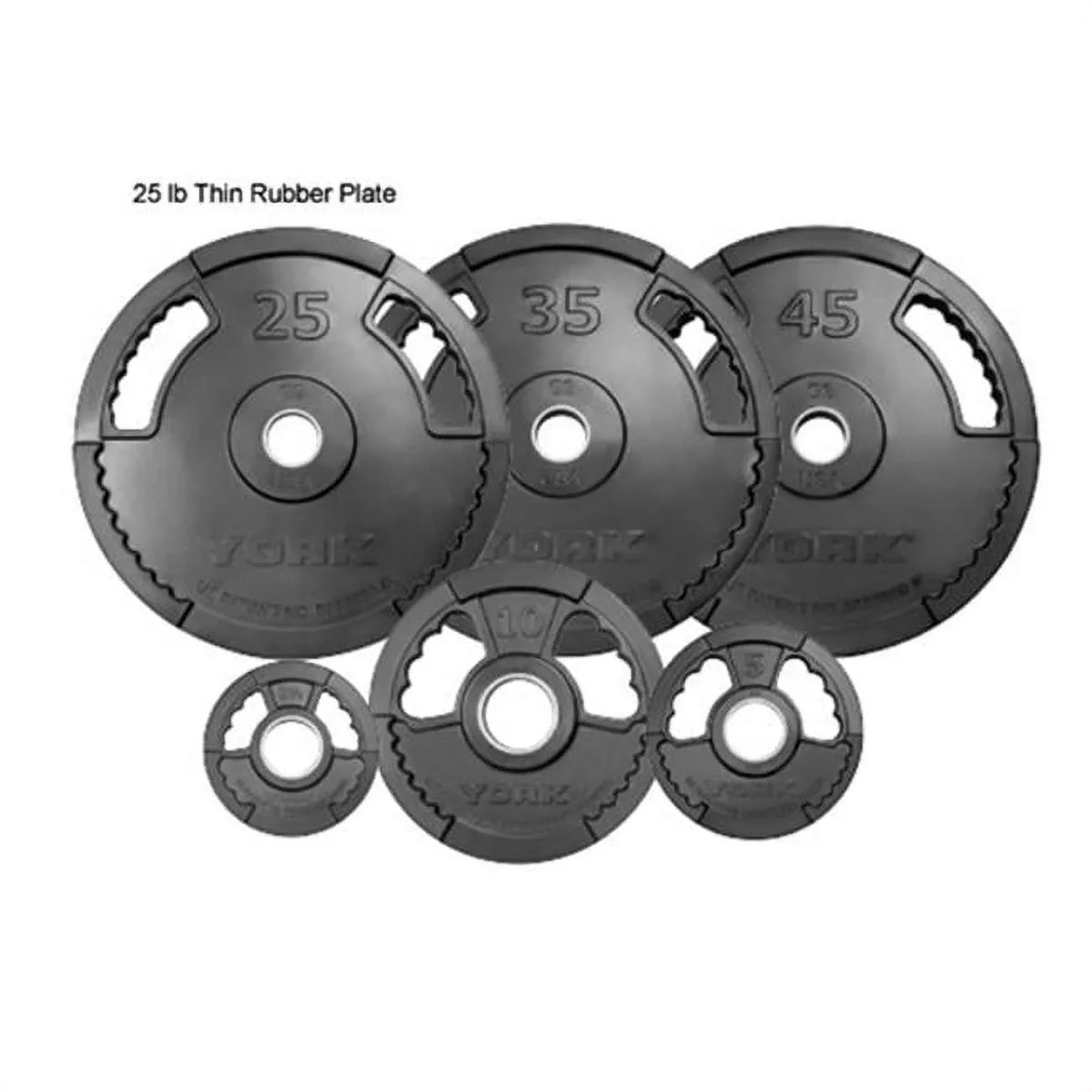 Rubber Grip Barbell - Plate Line Dual Encased Olympic Thin lbs G2 25 York