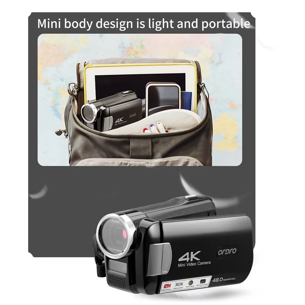 GoolRC with Zoom Battery Inch Touchscreen DV Digital 30X 3.0 Digital IR Carry Video 4K Bag AC2 Control Remote Recorder IPS 48MP