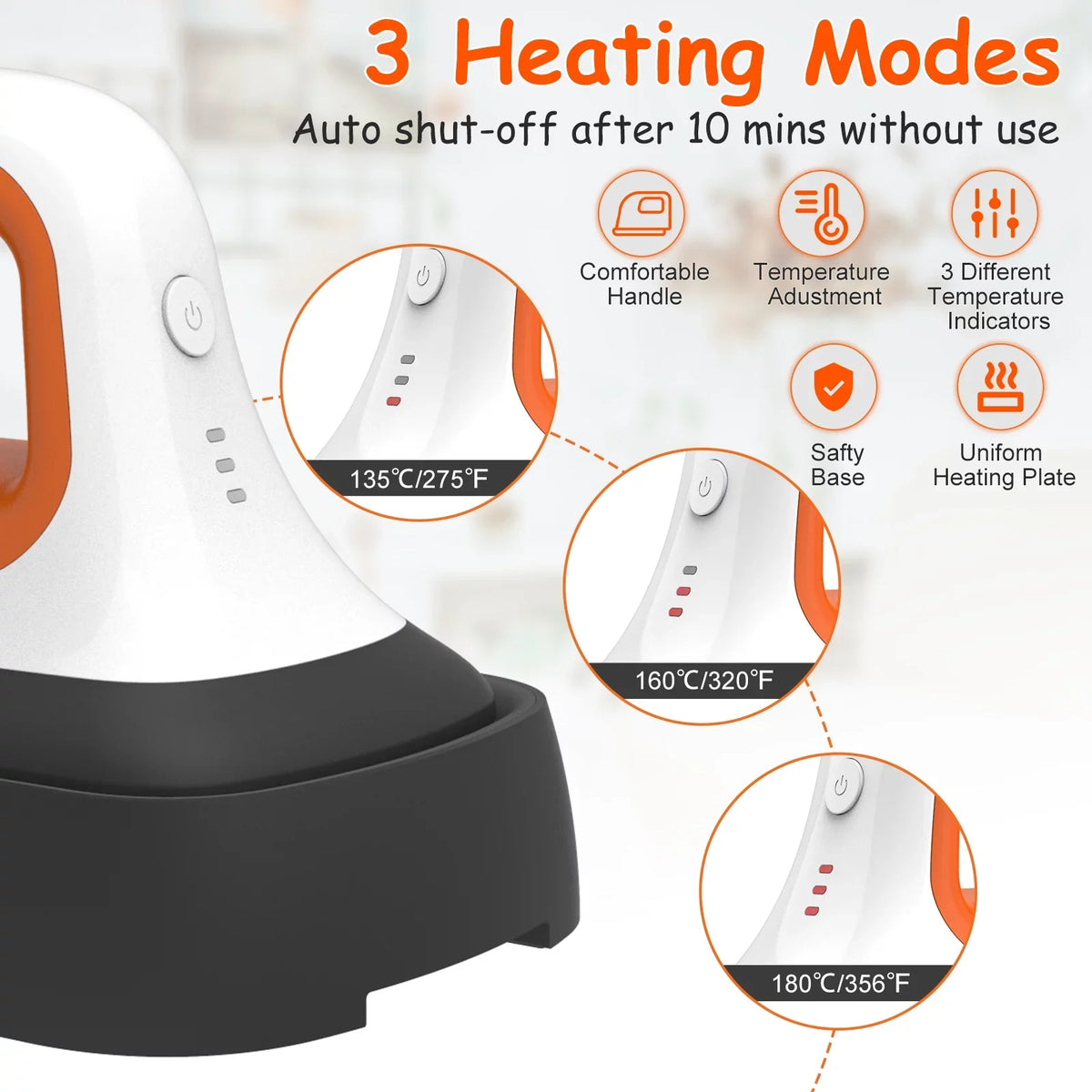 Portable Machine Bags, Machine Transfer Press Heating for * with Fast 3.8" Mini Iron T-Shirt Clothes in Orange Hat 7" Heat Heat