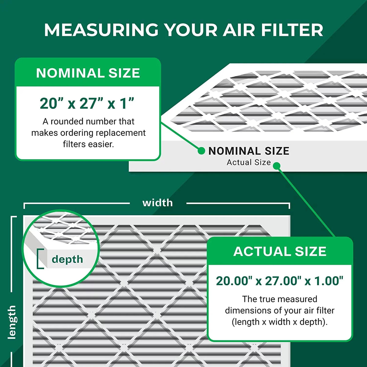 20x27x1 Air AC (3-Pack) Filters 8 Filterbuy HVAC Pleated MERV Furnace