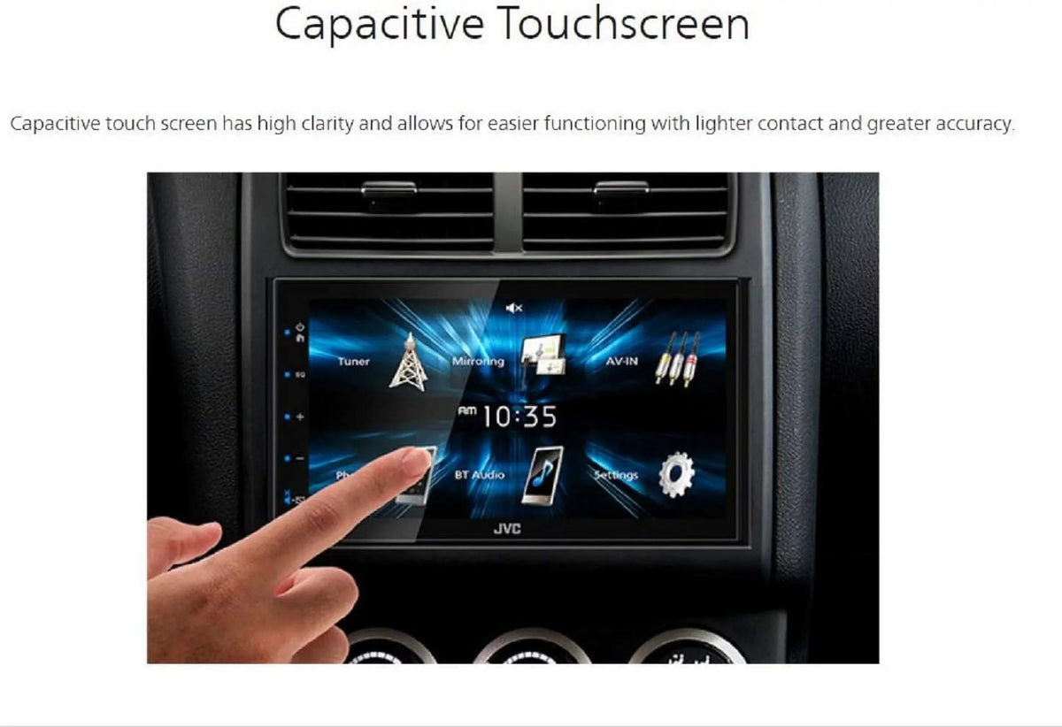 Touchscreen Car MP3 Player Bluetooth Double with DIN USB 6.75" Display JVC Stereo KW-M150BT EQ Radio 13-Band Port Receiver AM/FM