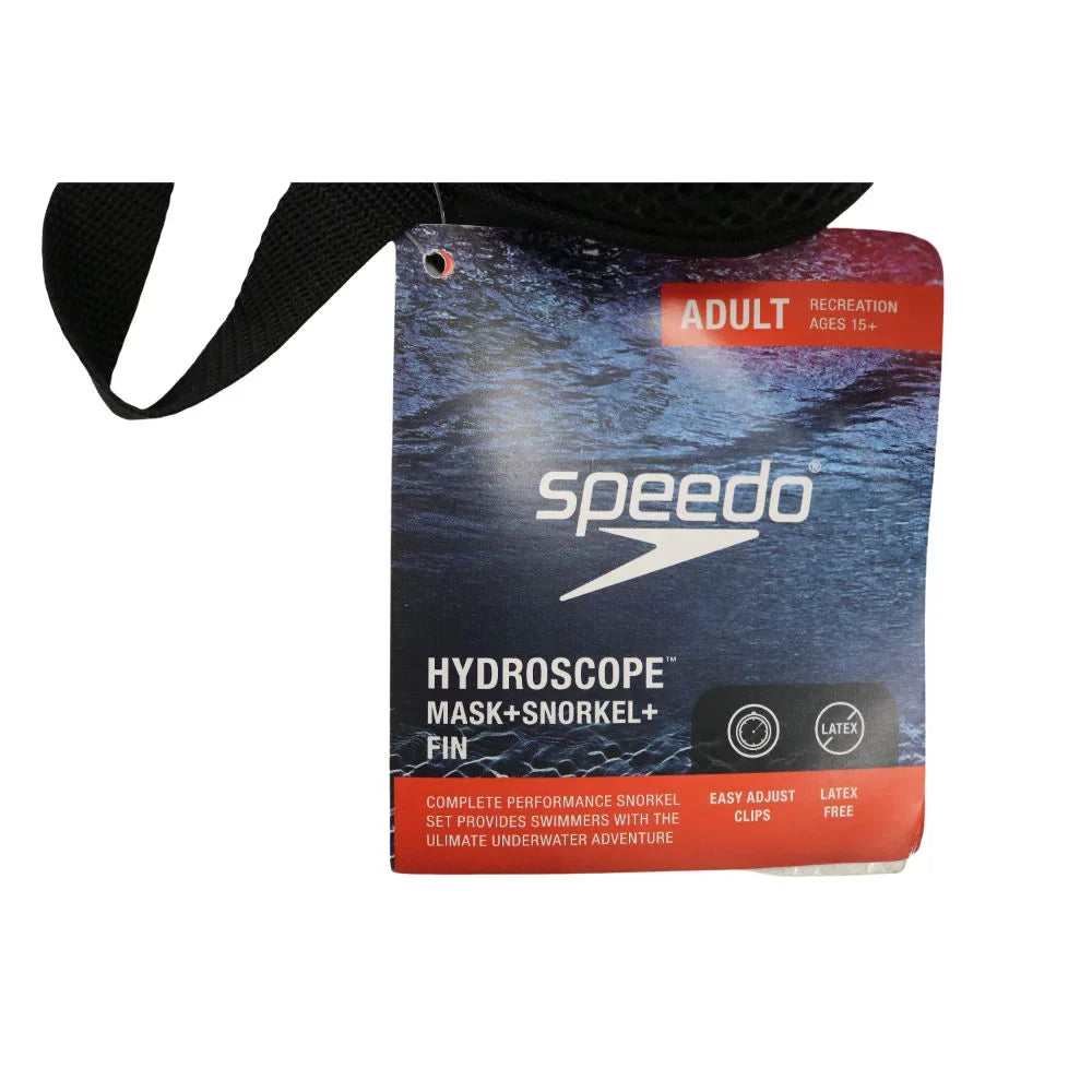 9-13 Adult Size + L/XL Fin Set Shoe Mask w/Carry Snorkel + Speedo Hydroscope Bag