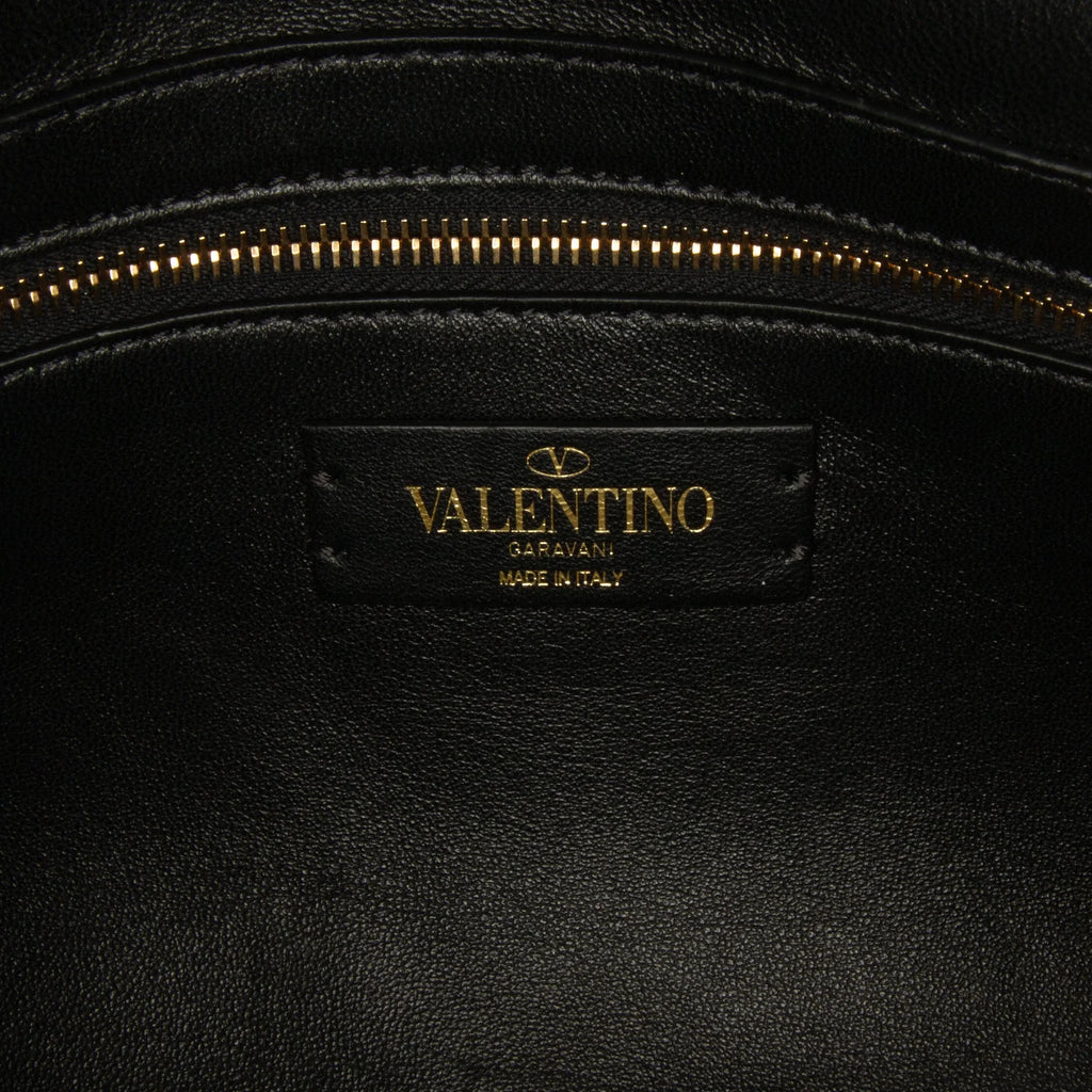 Pre-Owned Roman Stud (Good) Valentino Authenticated Leather Medium Unisex Satchel Black Calf