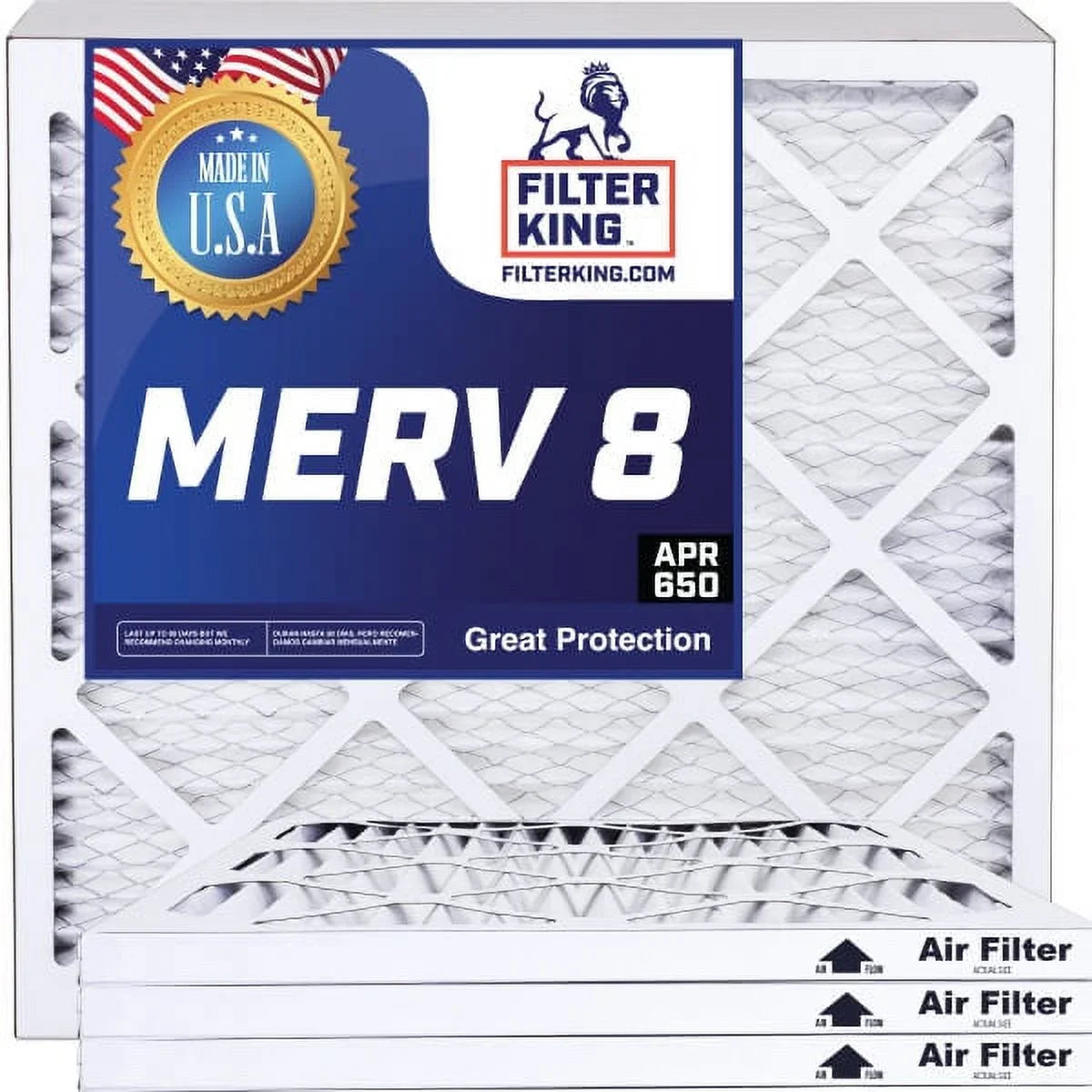 Pleated Air Filters x | 4-PACK 8 MERV Furnace Actual A/C | Filter 10 | HVAC 10x48x1 Size: King USA x Filter IN 48 MADE | .75"