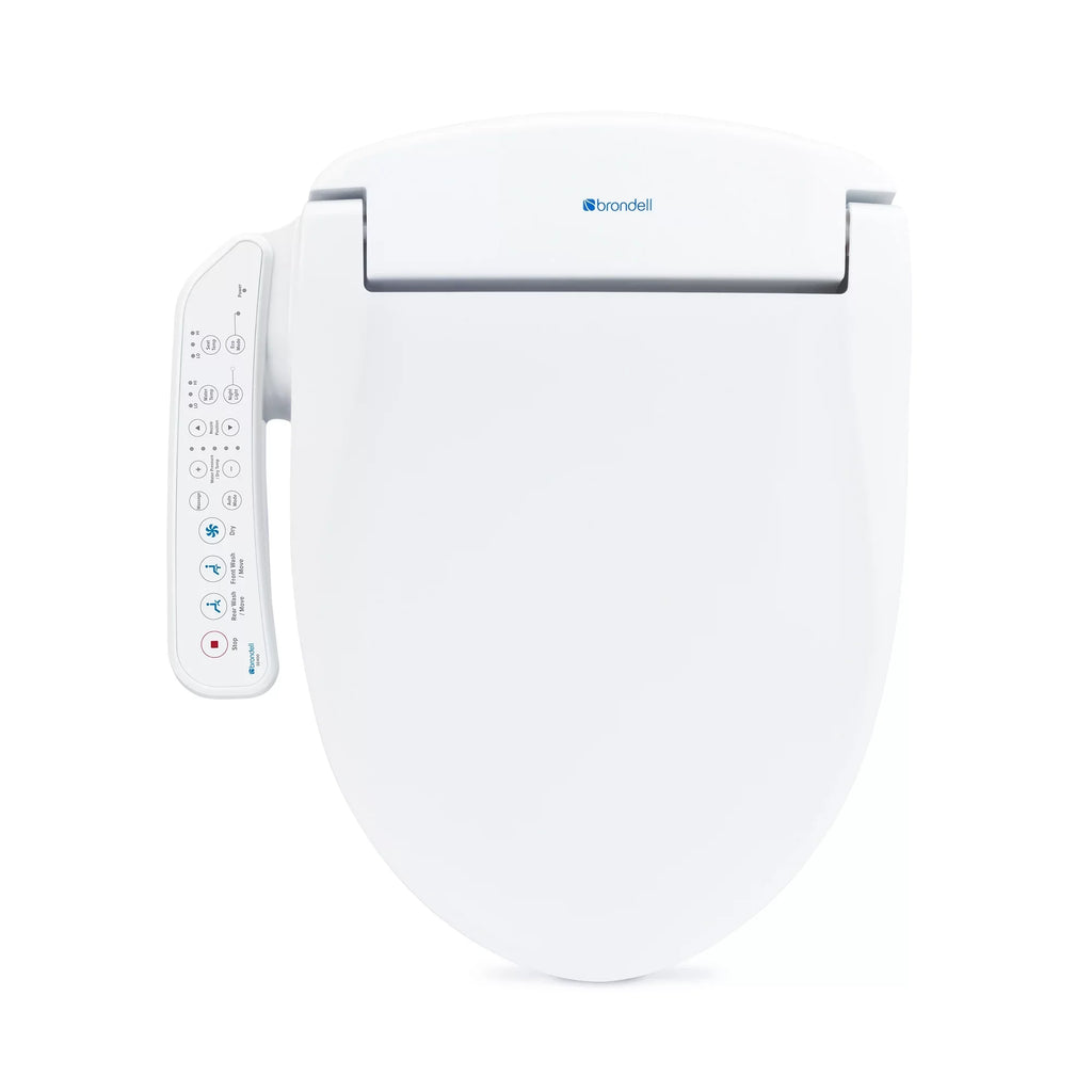 Bidet Seat Stainless White Brondell Dryer Steel SE400 Nozzle, Round Sidearm, Swash and with