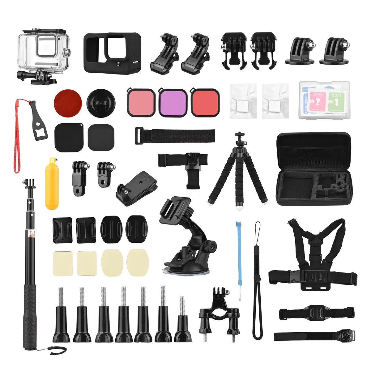 Sports Waterproop Set Mount with Silicone More Stick Action Selfie Replacement for Black Protective Case with Housing and Various Bracket 109 Anself Hero Accessories Kit GoPro Accessories