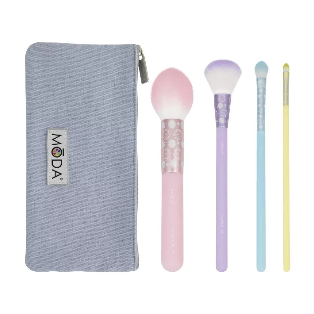 Posh Includes Pointed Brush Pastel Complete Makeup Face Highlighter, Shader Moda Set, Blush, 5pc and Makeup Brushes Brush