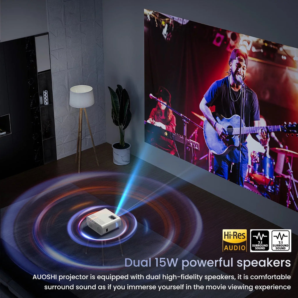 Movie Projector Video with Mini Support Wifi Projector Projector 5G/2.4G , Theater For 4K Home 12000LM Outdoor Portable Bluetooth, 1080P Projector and AUOSHI ,