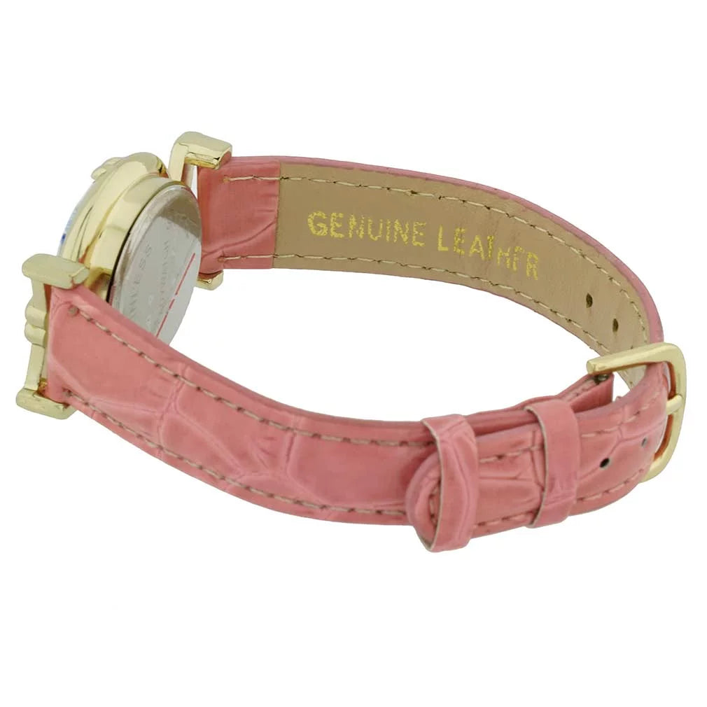 with Glass Pink - GlassOfVenice Leather Millefiori Watch Band Murano