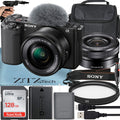 Card + Case Accessory ZeeTech Bundle 16-50mm (Black) Memory Mirrorless Vlog ZV-E10 Camera Tripod + + Lens 128GB Alpha With +