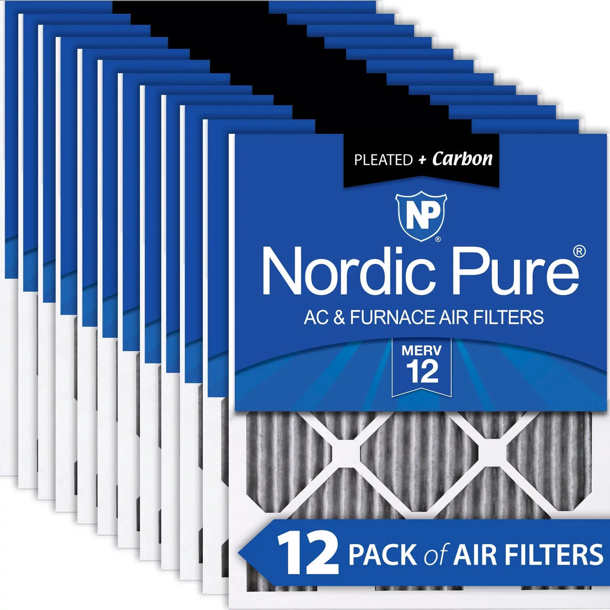 (14_1/2x19_1/2) Air Plus Pack MERV Pleated Carbon Filters 12 Furnace 15x20x1 12