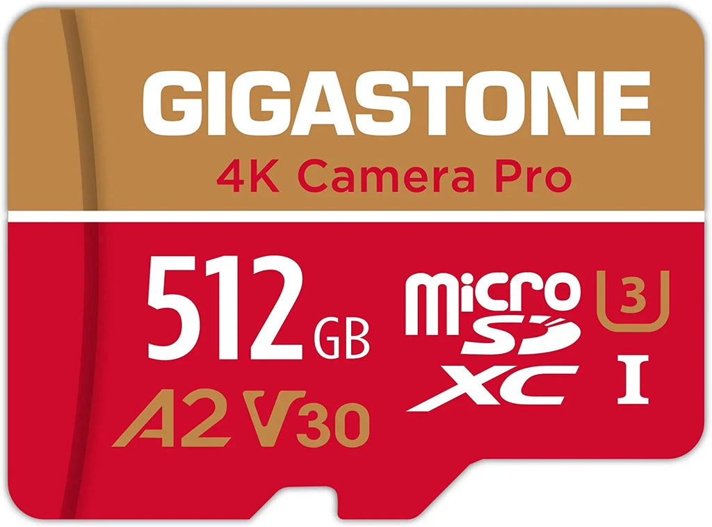 V30 Recording, GoPro Micro SD with Cameras, SDXC Camera Card, 4K MB/s, 512GB Switch, up Video Dash compatible UHS-I Micro Class 4K A1 Nintendo R/W 100/60 10 Cam, Pro, to Gigastone