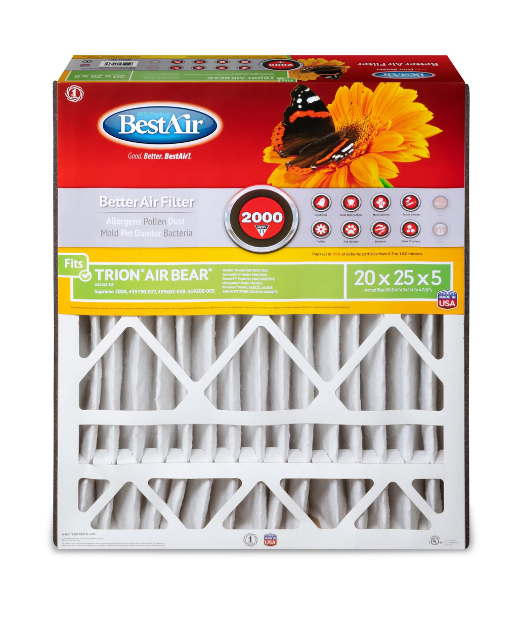 2000 Furnace MERV AB2025-11R Series 20x25x5 Trion/AirBear Filter 11 BestAir