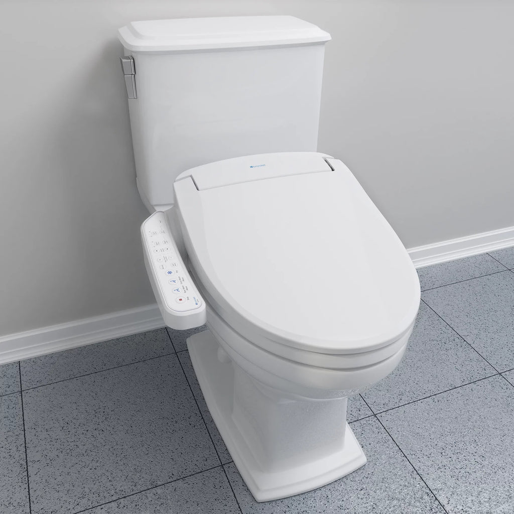 Bidet Seat Stainless White Brondell Dryer Steel SE400 Nozzle, Round Sidearm, Swash and with