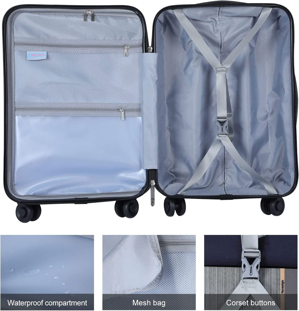 20 Inch Only ABS+PC Expandle, Laptop 20/24 Front with Set, Wheels, 37~41L Lock Pocket & Spinner Luggage 65L, Blue Inch & Hardshell TSA 2 + 20 Suitcase 24 Piece with Ice Lightweight